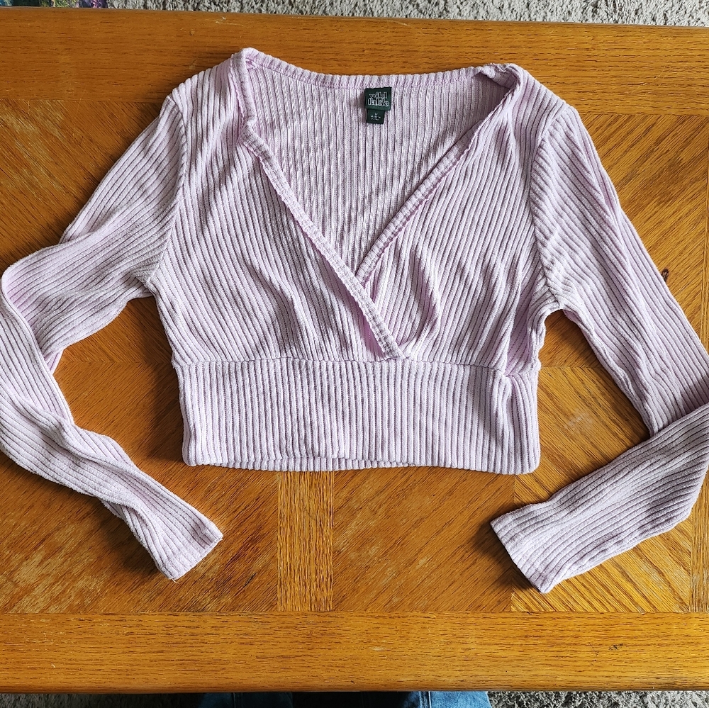 Wild Fable Lavender Ribbed Wrap Top